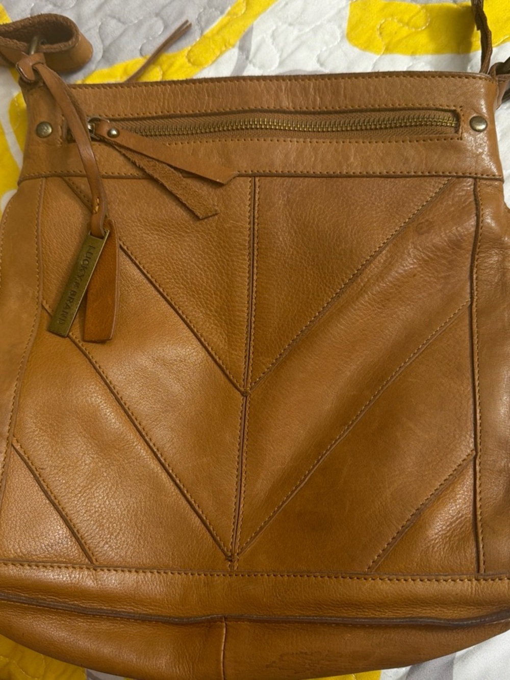 Lucky Brand Tan Leather Crossbody Bag 10x10